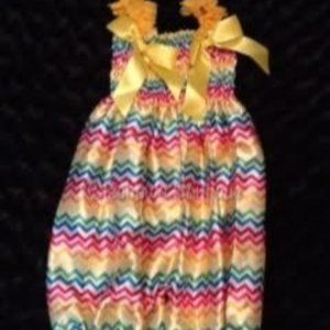 Rainbow Chevron Bubble Satin Romper